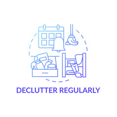 Declutter regularly blue gradient concept icon. Habits to prevent clutter idea thin line illustration. Carrying about household. Tidying and cleaning. Vector isolated outline RGB color drawing