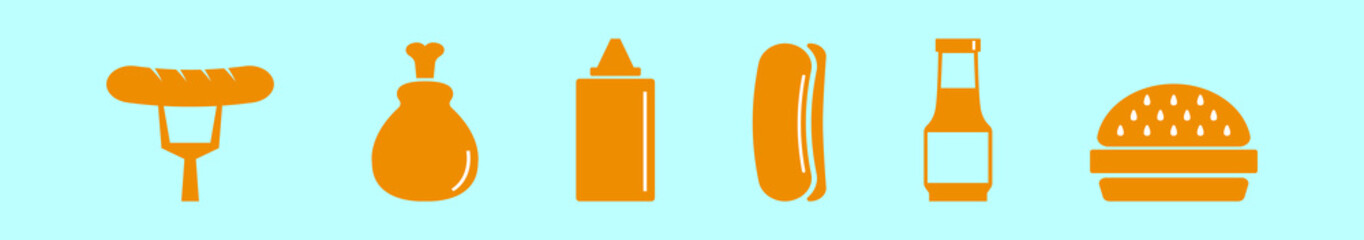 set of bottle sauces cartoon icon design template with various models. vector illustration isolated on blue background