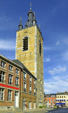 Belfry in Thuin, Belgium. Belfry in Thuin that belongs to the set of belfries of Belgium and France - UNESCO World Heritage Site