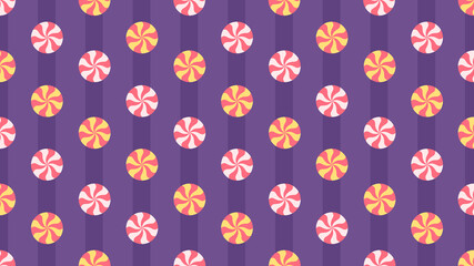 Seamless pattern with candies on purple background.