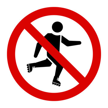 Warning no roller skate area sign and symbol graphic design vector illustration