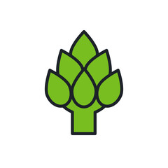 Artichoke icon. Linear color icon, contour, shape, outline isolated on white. Thin line. Modern design. Vector illustrations of vegetables.