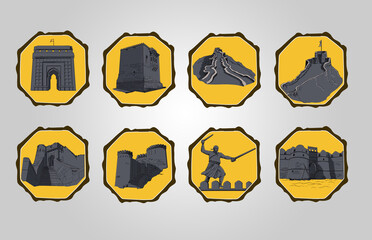 Indian fort symbols. created by Indian artist. © MKCL India