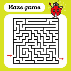 Maze game for children Cute cartoon worksheet Vector illustration