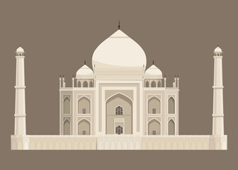 Vector illustration of Taj Mahal mausoleum in India