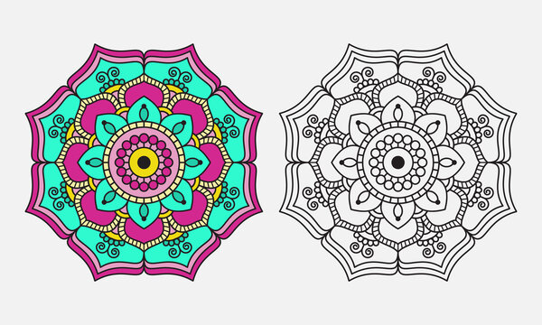 Mandala, Floral Mandala, coloring page, colorful mandala, Mandala art.