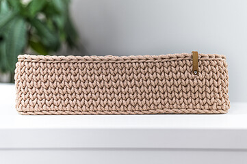 Beige Rope Crochet Baskets for Home Decor