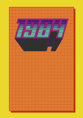1980s Background, Cover, Poster Template, Retro Colors, Abstract Grid