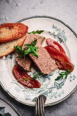 Chicken liver parfait with stewed quince.selective focus