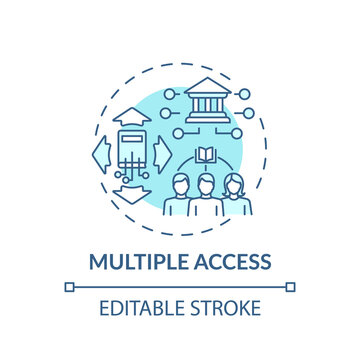 Multiple access concept icon. Online library benefits idea thin line illustration. Free information access. New technologies. Vector isolated outline RGB color drawing. Editable stroke