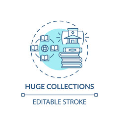 Huge collection concept icon. Online library benefits idea thin line illustration. Free information access. New technologies. Vector isolated outline RGB color drawing. Editable stroke
