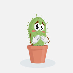 Cactus Logo mascot ashamed pose
