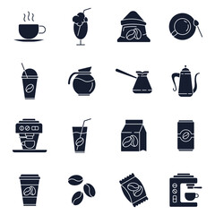 Set of Coffee icon. Coffee pack symbol template for graphic and web design collection logo vector illustration