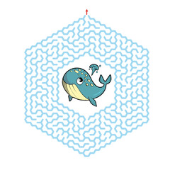 Maze game for children Cute cartoon worksheet Vector illustration