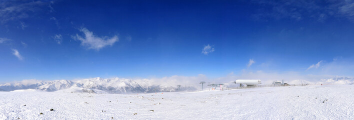 Encamp ski area, Andorra, panoramic  ski lift view - obrazy, fototapety, plakaty