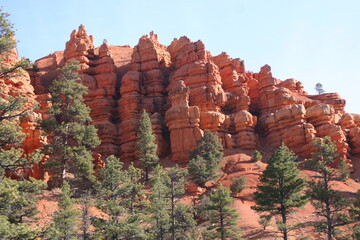 Southwest Landscape Images with a Red Spire Mountain Bluff with Hoodoos Eroded by the Wind and...
