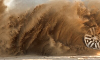 Car drive in desert auto, sand,  adventure race. © bravissimos