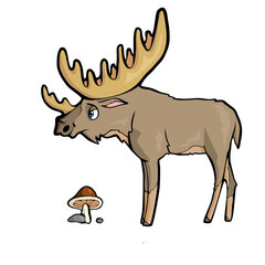 Moose Friendly Cute forest animal Cartoon. Vector illustration. 