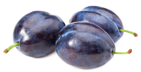 fresh plum fruits isolated on white background. Clipping path.