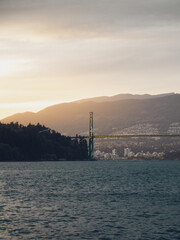 sunset Lions Gate Bridge Vancouver  
