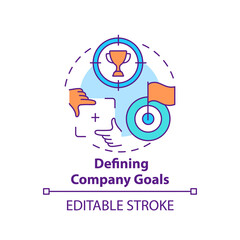 Defining company goals concept icon. Top management tasks. Set goals deadline. Productivity improvement idea thin line illustration. Vector isolated outline RGB color drawing. Editable stroke