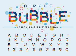 Colorful Circles inside Alphabet Letters and numbers, Modern Color bubble Fonts, Rounded style alphabet letters set design © GUGAI