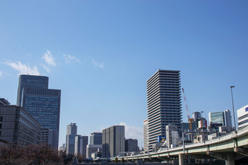 Fototapeta na wymiar 大阪中之島と阪神高速の風景