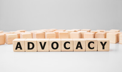 Word ADVOCACY made with wood building blocks