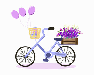 Bicycle with flowers, gifts and balloons