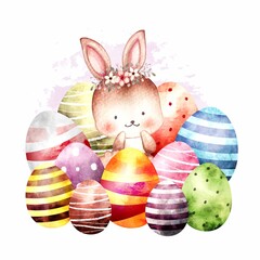 Easter rabbit with eggs