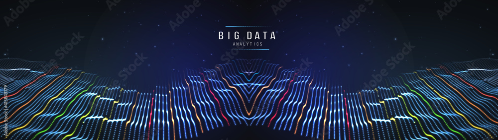 Poster business inteligence technology background. binary code algorithms deep learning. virtual reality an