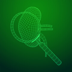 Kidneys human anatomy internal organ with magnifying glass. Medicine science technology concept. Wireframe low poly mesh vector illustration