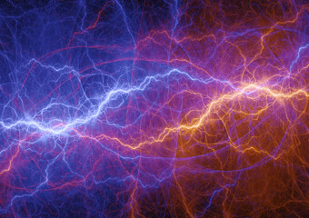 Naklejka premium Cool abstract lightning, fire and ice energy