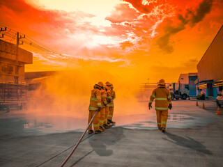 Fireman in emergency drill training session