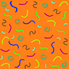 Trendy vector seamless colorful pattern with brush strokes on a yellow background. Vector illustration.eps