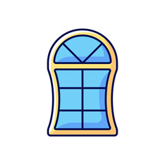 Custom windows RGB color icon. Fitting design into window opening. Unique, distinctive styles and features. Special shapes. Increasing home energy efficiency. Isolated vector illustration