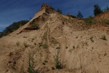 Desert landscape among sand pits in Sychevo, Moscow region