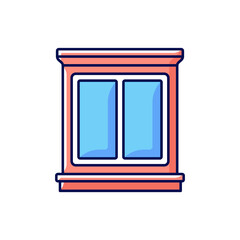 Window interior trim RGB color icon. Window decoration. Home improvement. Decorative trim. Moulding installing for high-end look. Keeping windows structurally sound. Isolated vector illustration