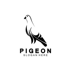 Obraz premium Pigeon bird logo vector icon illustration design template