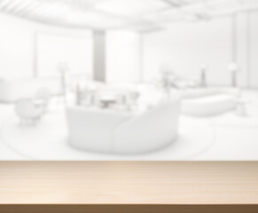 Table Top And Blur Living Room Of  Background