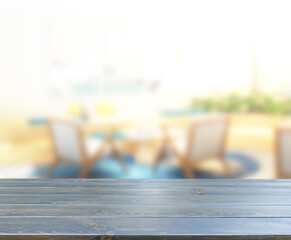 Obraz na płótnie Canvas Table Top And Blur Living Room Of Background