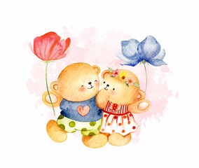 Obraz na płótnie Canvas teddy bear with flowers