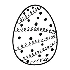 Hand drawn easter eggs with decoration. Doodle vector illustration in cute zenart style. Element for greeting cards, posters, stickers and seasonal design. Isolated on white and black background