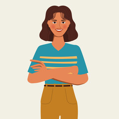 Animation character portrait woman pose. Flat vector design.