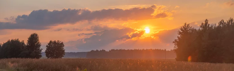 Poster Im Rahmen sunset over summer field © Aliaksei