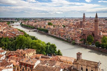 Beautiful view of the historic center of Verona in Italy
