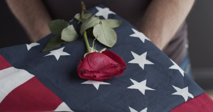 US constitution and US flag