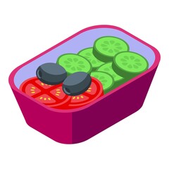 Lunch box plane icon. Isometric of lunch box plane vector icon for web design isolated on white background