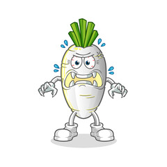 white radish monster vector. cartoon character