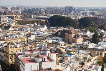Fototapeta na wymiar Aerial view of Seville, Andalusia, Spain, Europe.